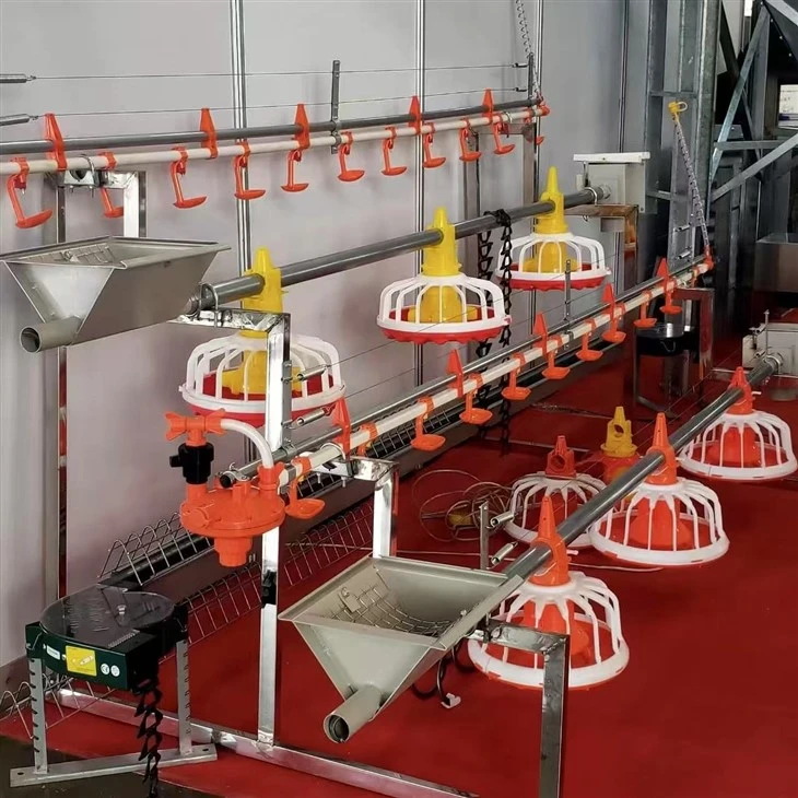 Automatic Poultry Chicken Breeding Pan Feeder System Broiler Floor Raising Equipment Farming factory